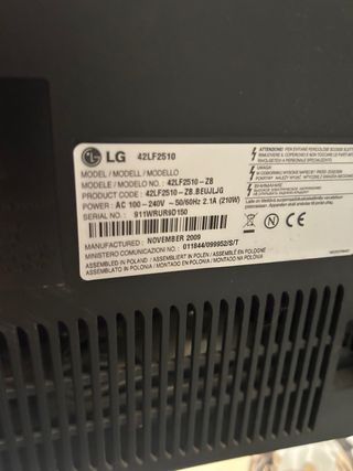 Televisor LG 42 pulgadas. NO SMART TV