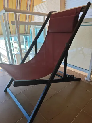 2 Tumbonas Plegables Metal/Tela Rojas