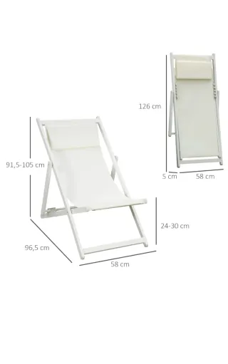 2 Tumbonas Plegables Metal/Tela Rojas