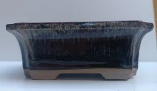 Lote 3 Macetas Cerámica Bonsái Azul/Morado