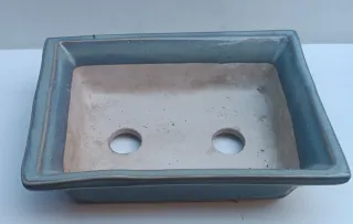 Lote 3 Macetas Cerámica Bonsái Azul/Morado