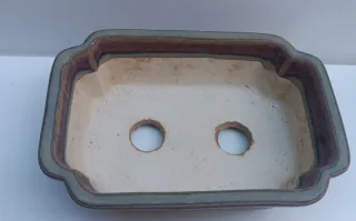 Lote 3 Macetas Cerámica Bonsái Azul/Morado