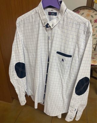 Camisa S&C Blanca Cuadros Azul