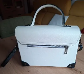 Bolso Deines Piel Genuina Blanco y Negro