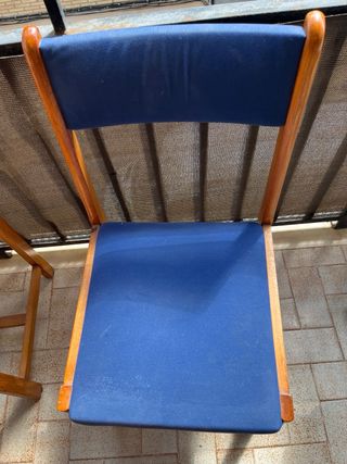 6 Sillas Comedor Madera Tapizadas Azul