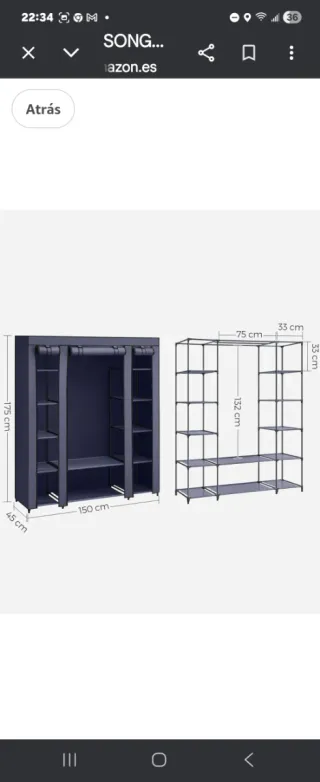 Vestidor modula organizador de ropa