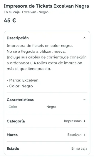 Impresora de Tickets Excelvan Negra
