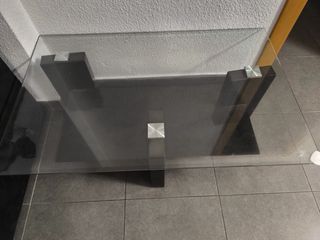 Mesa centro cristal y metal