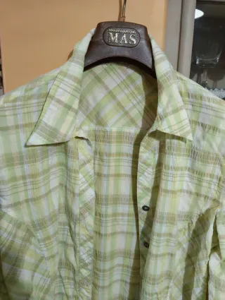 Camicia donna a quadri MAS verde e bianca