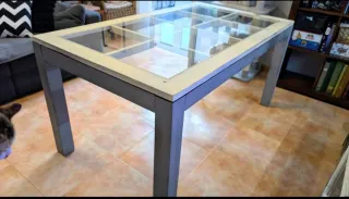 Mesa Comedor Cristal y Madera 160x90cm