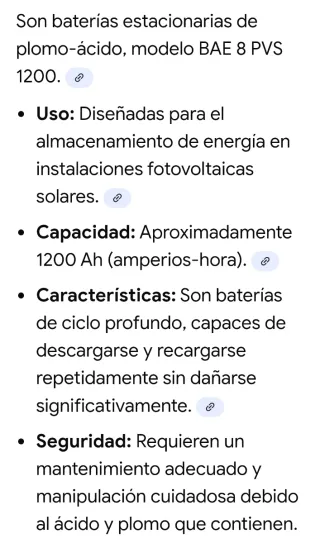 Baterías Solares Plomo-Ácido BAE son 12 unidades