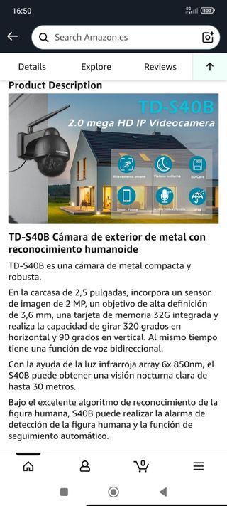 Cámara Seguridad Exterior WiFi Topodome