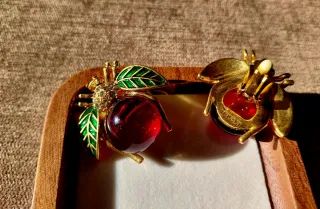 Pendientes Vintage Búho Flores Rosas pieza única