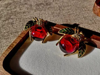 Pendientes Vintage Búho Flores Rosas pieza única