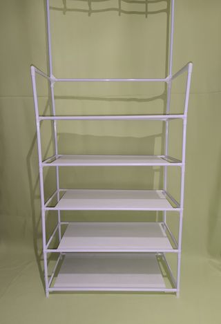 Scaffale scarpiera con appendiabiti - 5 livelli, Bianca