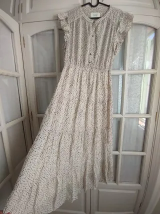 Vestido ba&sh Alienore Beige lunares t M