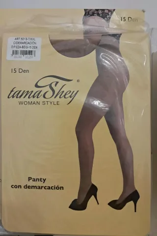 Pantys mujer T/XXL. Color Negro y Beige