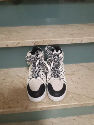 Sneakers donna platform bianche e nere - Taglia 37