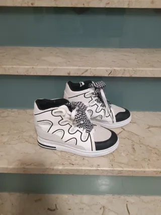 Sneakers donna platform bianche e nere - Taglia 37