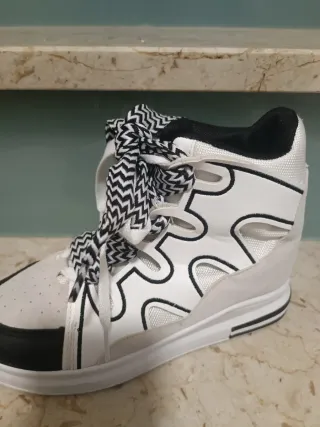 Sneakers donna platform bianche e nere - Taglia 37