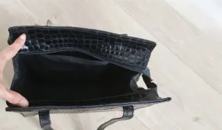 Borsa vintage vera pelle nera coccodrillo