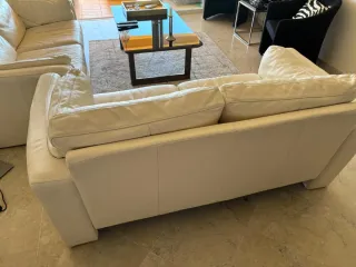 2 Sofás de Piel Blancos 170cm