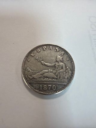 Lote monedas: 5 pesetas 1870, 2 pesetas 1870