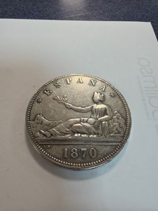 Lote monedas: 5 pesetas 1870, 2 pesetas 1870