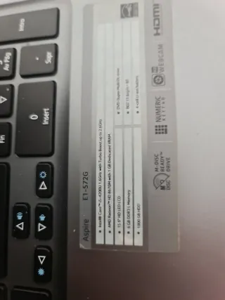 Portatile Acer E1-572G con caricabatterie