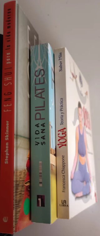 3 libros PILATES, YOGA,FENG SHUI