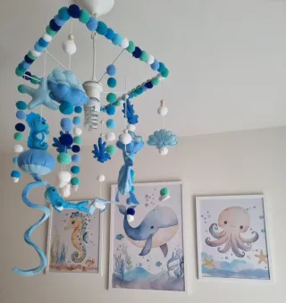 Pantalla de lámpara infantil marina