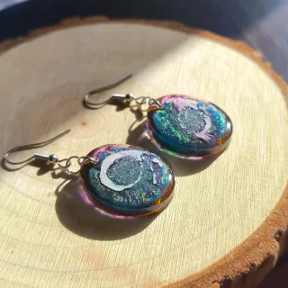 Pendientes Artesanales Resina Multicolor