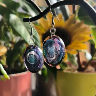 Pendientes Artesanales Resina Multicolor