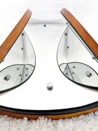 ESPEJO TRÍPTICO VINTAGE. MADERA MACIZA. 60s