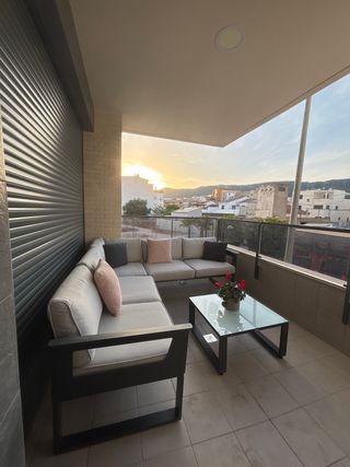 Conjunto Sofás y Mesa Terraza Negro/Gris