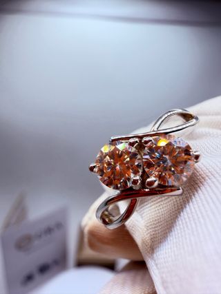 Anello Moissanite GRA 1 ct Oro Argento