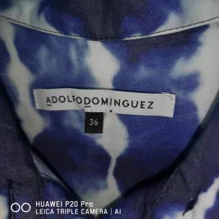 Vestido largo Adolfo Dominguez azul y blanco