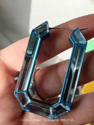 Pendientes Aro Rectangular Swarovski Azul Tamaño G