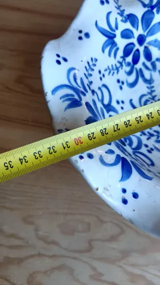 Centro de mesa vintage cerámica azul y blanco