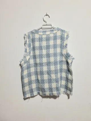 Chaleco cuadros Vichy azul y blanco