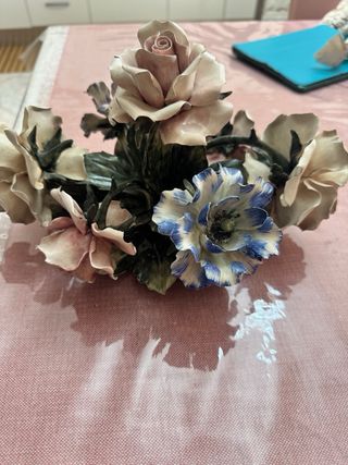 Cesto fiori ceramica Capodimonte