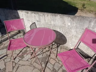 Mesa y 2 Sillas Plegables Jardín