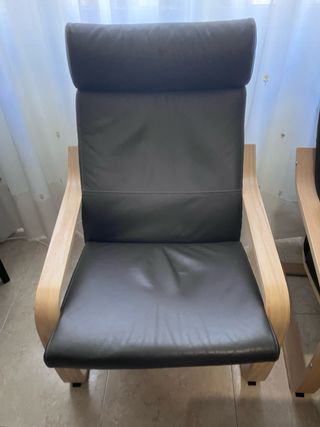 2 Sillones y Reposapiés Ikea Piel Marrón