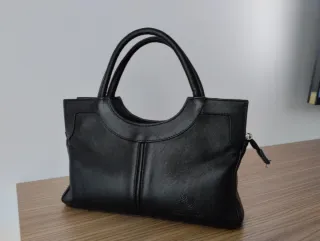 Bolso Piel Flor Negro Laura Valle