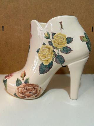 Vaso Ceramica Scarpa Stivaletto Fiori
