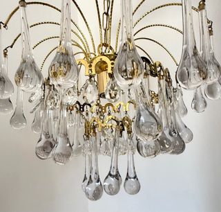 Lámpara vintage de cristal lagrima y laton dorado