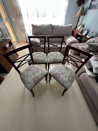 Mesa comedor extensible redonda con 6 sillas