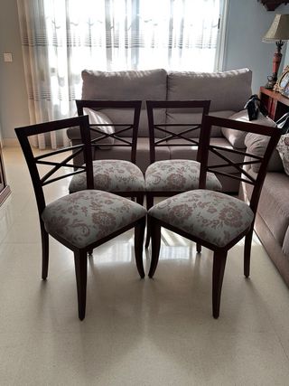 Mesa comedor extensible redonda con 6 sillas