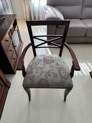 Mesa comedor extensible redonda con 6 sillas