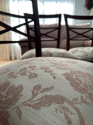 Mesa comedor extensible redonda con 6 sillas